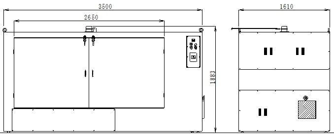 横型乾燥機MHD150250外形図