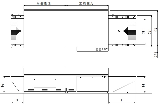 熱風式乾燥機外形図